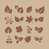Leaves and Berries Silhouette Set