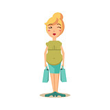 Pregnant Woman with Shopping Bags. Vector Illustration