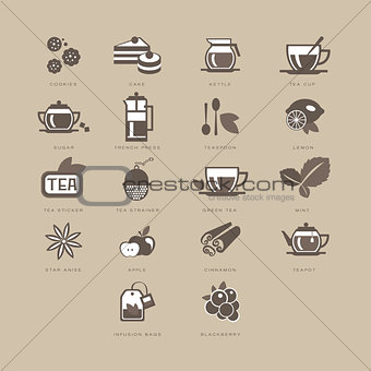 Tea and Spices Flat Icon Set