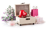Heart in casket gift on holiday valentines day