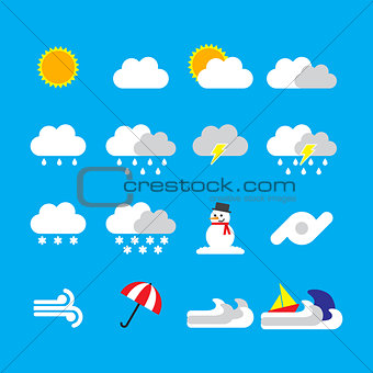 weather icon flat style on blue background