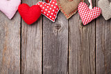Valentines day hearts on wood