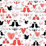 holiday pattern with love birds and hearts