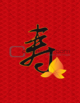 Chinese Longevity Calligraphy with Peach Illustration