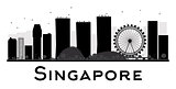 Singapore City skyline black and white silhouette. 