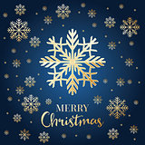 Christmas card with golden snowflakes. 