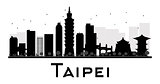 Taipei City skyline black and white silhouette.
