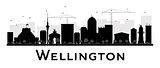 Wellington City skyline black and white silhouette