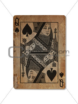 Very old playing card, Queen of spades