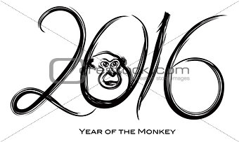 2016 Year of the Monkey Ink Brush Strokes