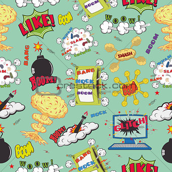 Seamless pattern background with comic book speech bubbles