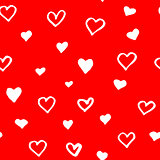 Red pattern with hand drawn hearts for Valentines day