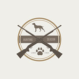 Hunting Vintage Emblem with Guns and Dog