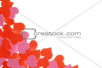 Background of hearts on white