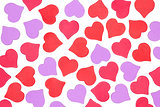 Background of hearts on white