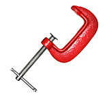 Metal red clamp on white