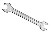Steel wrench on white