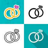 Vector wedding rings icons
