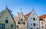 Narrow street in the Old Town of Tallinn with colorful facades