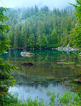 Small mountain forest lake.