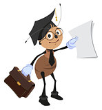 Ant teacher holding briefcase and clean sheet