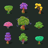 Cartoon Trees, Vector Set