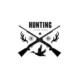 Hunting Vintage Emblem with Horns and Guns