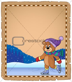 Parchment with ice skating bear