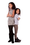 two sisters on white background