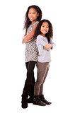 two sisters on white background