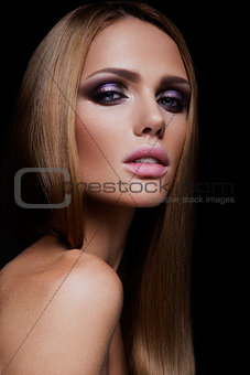 Beauty fashion model girl with bright makeup