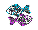 Zodiac sign Pisces two fish