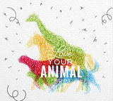 Poster animals tangled line 