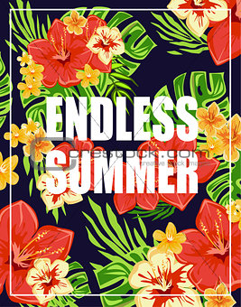 Tropical Background with Endless Summer Lettering