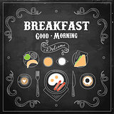 Chalkboard Breakfast Menu. Vector Illustration