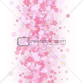 Seamless spring background with pink flowers