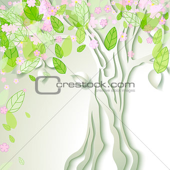 Vector illustration with stylized spring tree
