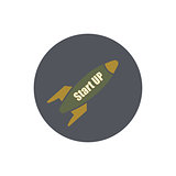 Flat stylish icon rocket, vector