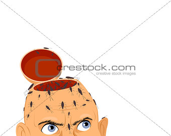 Cockroaches in mans head