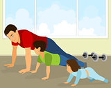 Family doing exercises