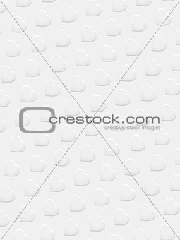 White 3D hearts on white background