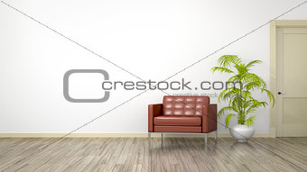 room with an armchair