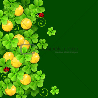 Green background with clover leaves