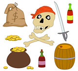 Jolly Roger and set of piracy objects