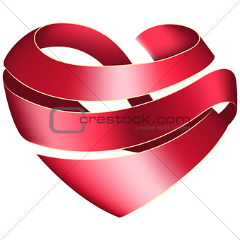 Ribbon twisted in the shape of heart