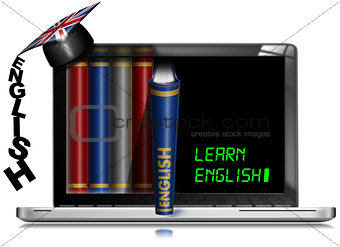 Learn English - Laptop Pc with Books