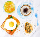 Breakfast toast egg juice