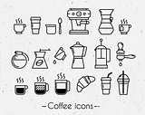 Coffee icons with paper 