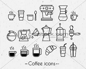 Coffee icons with paper 