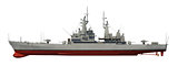 American Modern Warship Over White Background